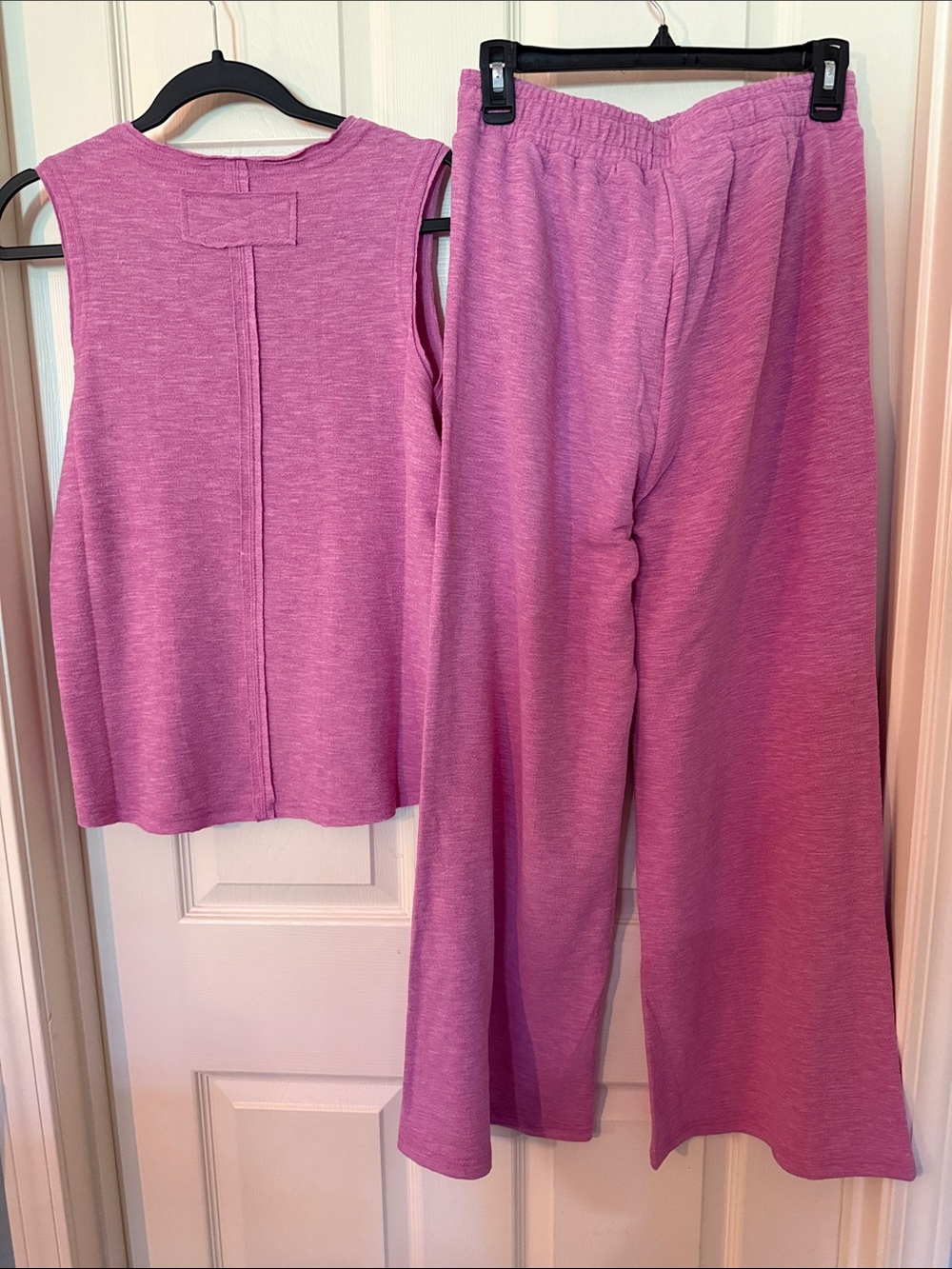 Zenana Outfitters Lavender-Pink Melange Sleeveless Top & Wide-Leg Lounge Pants - Picture 3 of 3